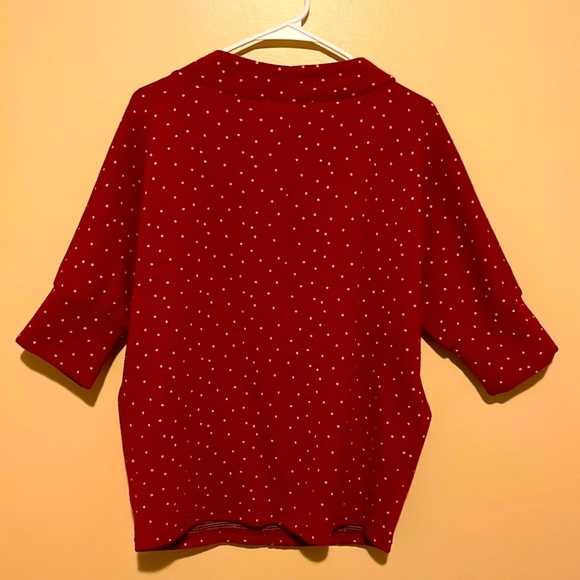 M Polka Dot Red top with Black Built in Necklace 2Front Pockets Two-Third Sleeve - Picture 12 of 12